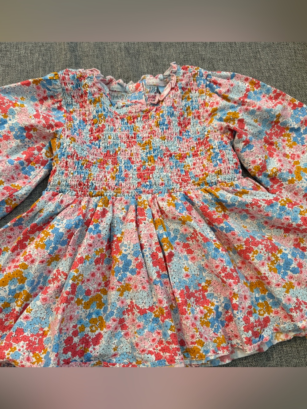 Classic Whimsy Girls Floral Smocked Long-Sleeve Top - Pink Blue Multi size 4T